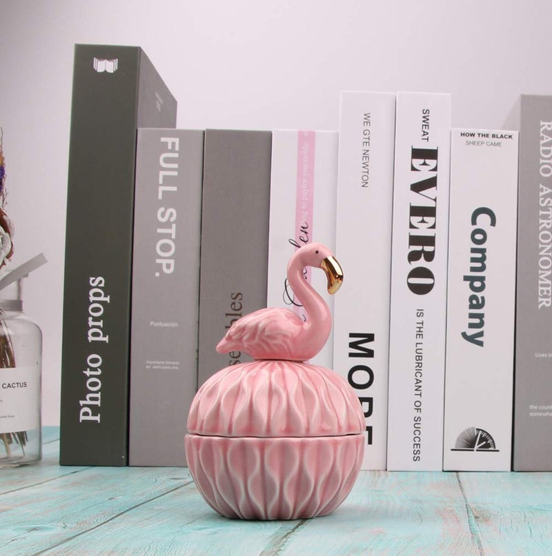 SEVENBEES Small Ceramic Flamingo Figurine Trinket Box for Jewelry,Ring,Earrings,Trinkets Tower,wedding candy - Image 2